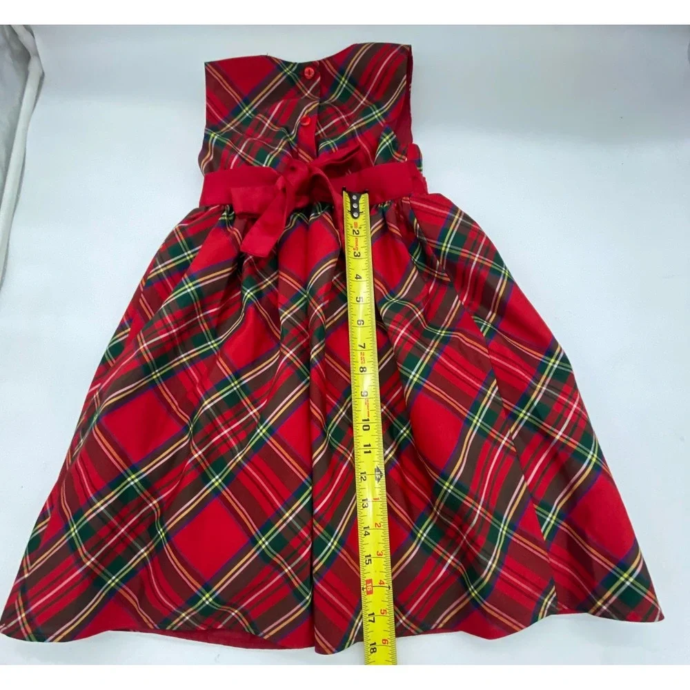 Blueberi Boulevard Kids Red Tartan Plaid Holiday Dress Size 6 Tulle Skirt Bow